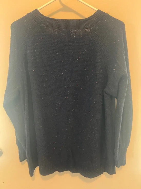 Old Navy Navy Crewneck Sweater with Subtle Multicolored Flecks - Picture 2 of 3